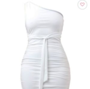 White one shoulder midi dress